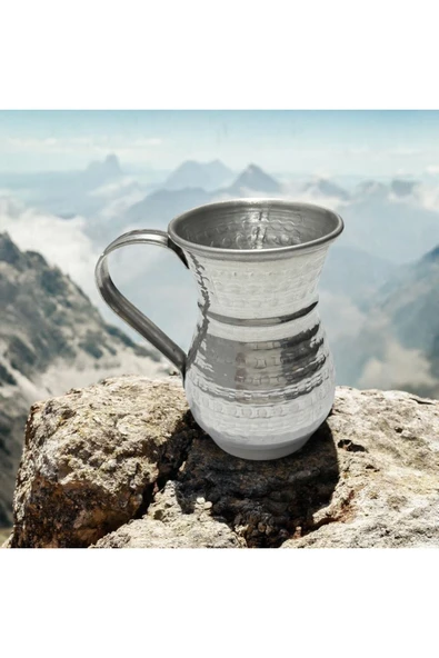 BAYBARS 6'lı Set Ayran Bardağı, Büyük Boy, Bakır Görünümlü Bardak, Alüminyum Maşrafa - 3