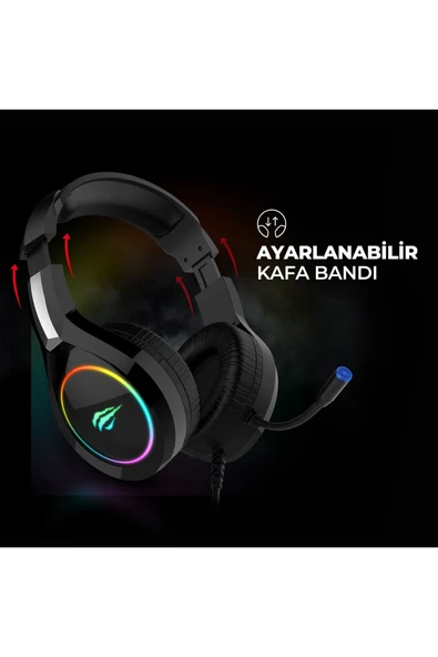 Havit Gamenote H2232D RGB Mikrofonlu Siyah Gaming E-spor Oyuncu Kulaklığı - 6