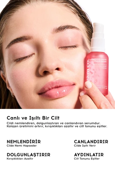 Cream Co. Hyaluronik Asit Peptit Serum | Nemlendirici Aydınlatıcı | Kafein Niacinamide | Tüm Cilt Tipleri - 2