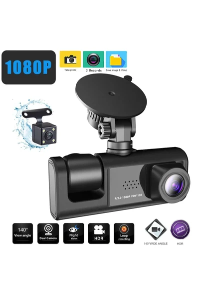 Urfakent Araç Kamerası 3 Kameralı 1080p Lcd Ekranlı - 2