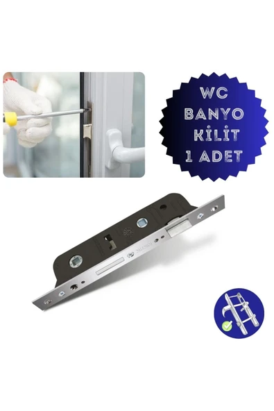 ÖZFIRAT PVC YAPI Pvc Pimapen Wc(TUVALET)/banyo Kapı Kilit 35 Mm/16 Lama / 1 Adet