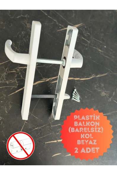 EVA PLAST Pvc Pimapen Plastik Kapı Kolu / Balkon Plastik Kapı Kolu / Beyaz 2 Adet