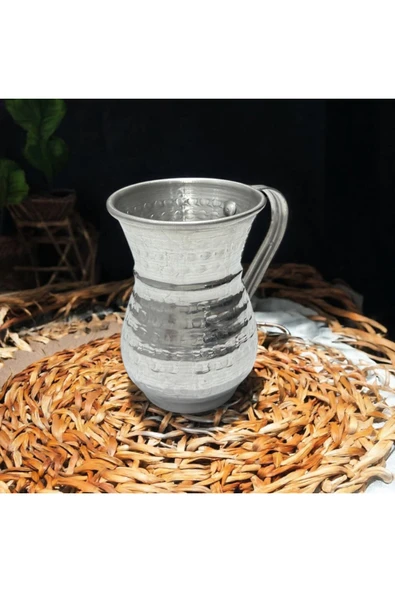 BAYBARS 6'lı Set Ayran Bardağı, Büyük Boy, Bakır Görünümlü Bardak, Alüminyum Maşrafa