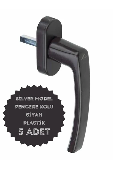 EVA PLAST Pencere Kolu PVC Silver Model / Plastik Siyah 5 Adet