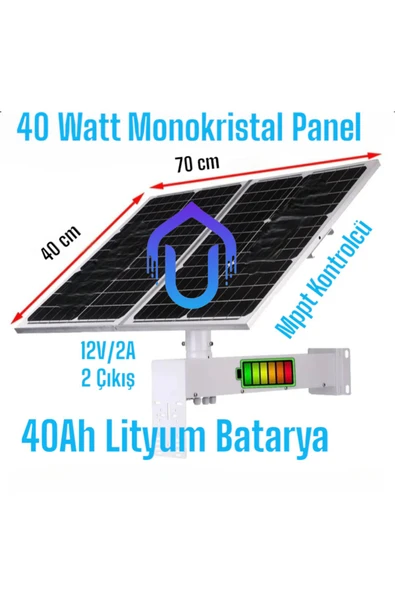 Urfakent Lityum Bataryalı Güneş Panel Seti 40 Watt Panel-40 Amper Batarya - 8