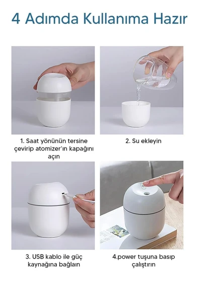 Hava Nemlendirici Difüzör ve 3 adet Uçucu Yağı ile birlikte Japon kiraz, Lavanta, Amber - 5