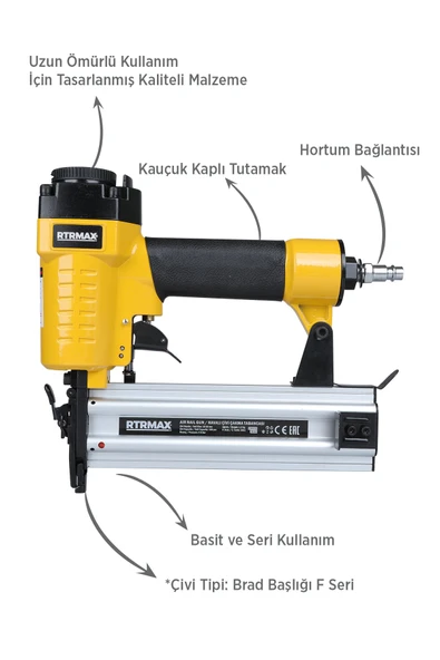 RTM0138 Havalı Çivi Çakma Tabancası 10-50 mm Çantalı - Resim 3