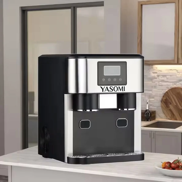 Yasomi Coolmaster ZBS15 3in1 Küp & Kırılmış Buz, Soğuk Su LCD Dokunmatik Inox Gövde 2l Tanklı Buz Makinesi - 10