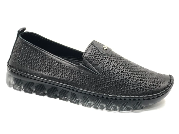 Ayakdaş Saraç Detaylı Şeffaf Taban Hakiki Deri Kadın Babet Ayakkabı - Resim 2