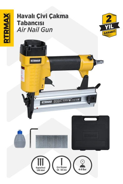 RTM0138 Havalı Çivi Çakma Tabancası 10-50 mm Çantalı ürün görseli