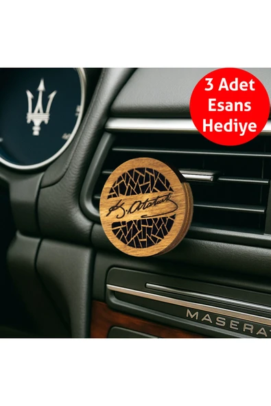 Frager Ahşap Araba Kokusu Difüzör Oto Koku Atatürk Imza Amber Gülbahçe Babymist Hediye Esans M006