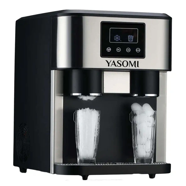 Yasomi Coolmaster ZBS15 3in1 Küp & Kırılmış Buz, Soğuk Su LCD Dokunmatik Inox Gövde 2l Tanklı Buz Makinesi