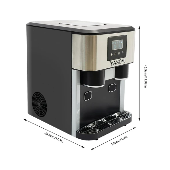 Yasomi Coolmaster ZBS15 3in1 Küp & Kırılmış Buz, Soğuk Su LCD Dokunmatik Inox Gövde 2l Tanklı Buz Makinesi - 3