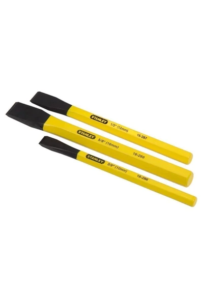 Stanley Sarı Yassı Keski Seti 10 12 16 mm 3 Parça St418298