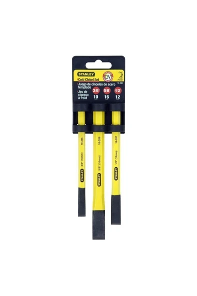 Stanley Sarı Yassı Keski Seti 10 12 16 mm 3 Parça St418298 - 2