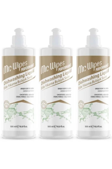 Mr. Wipes Performance Elde Yıkama Bulaşık Sıvı Deterjanı 500 ml ( 3 Adet) - 1