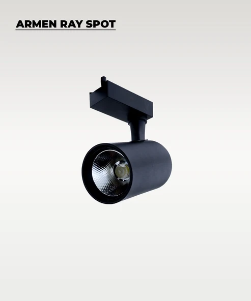 Armen 2 Adet Siyah Kasa Beyaz Işık Ray Spot Set  ve 1 Metre Ray Set - 3