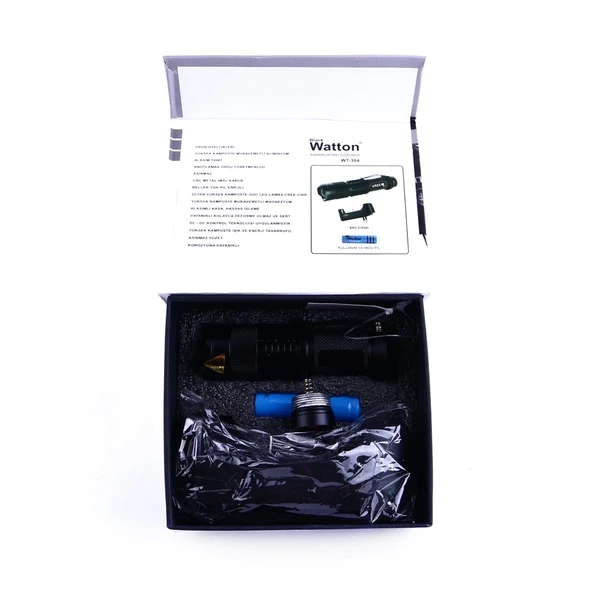 Mini Güçlü Şarjlı Pilli El Feneri  Wt-304 - Resim 7