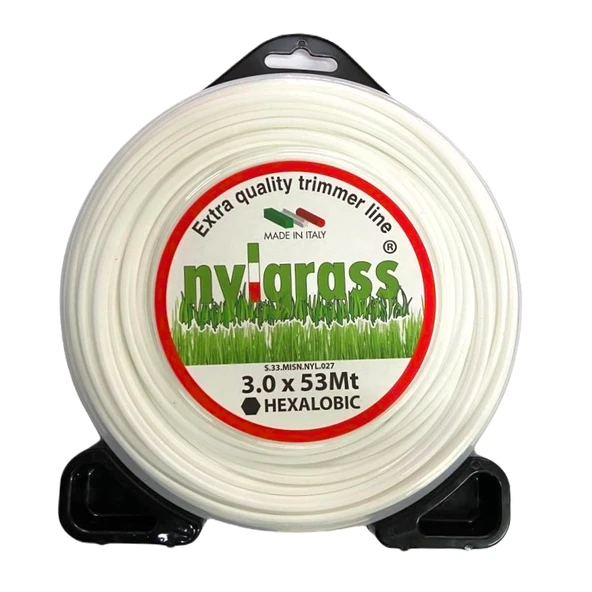 NYLGRASS MİSİNA 3.0mm 53 mt 6 KÖŞE BEYAZ ürün görseli