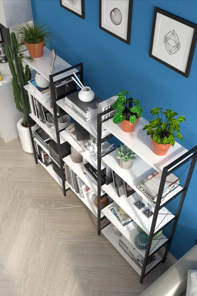Dizayn Motion Dekoratif Maxi Kitaplık Dosya Rafı Çok Amaçlı 14 Raflı Kitaplık 150 Cm Beyaz - 3
