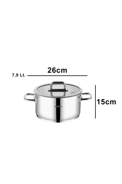 Nova Paslanmaz Çelik Cam Kapaklı Derin Tencere 28x16 cm - 4