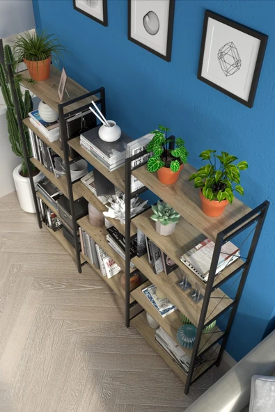 Dizayn Motion Dekoratif Maxi Kitaplık Dosya Rafı Çok Amaçlı 14 Raflı Kitaplık 150 Cm Çam - 3