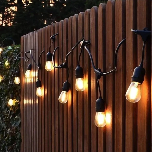 CATA CT-7069 IP65 Su Geçirmez Dış Mekan Sarmaşık Lamba 5 Metre 5 Duylu E27 Bahçe ve Teras Aydınlatma Kablosu - Resim 3