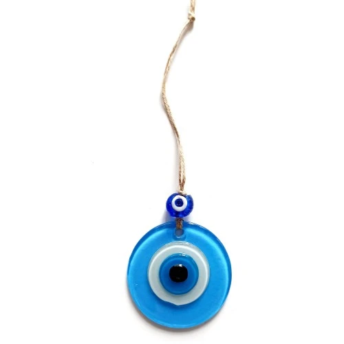 Nazar Boncuklu Bebek Mavisi Renginde Mini Duvar Süsü Dekoratif Hediyelik Cam Eşya - 2