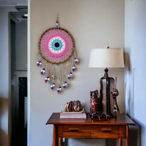 Örgülü Duvar Süsü Pembe Boncuklu Duvar Dekoru - 2