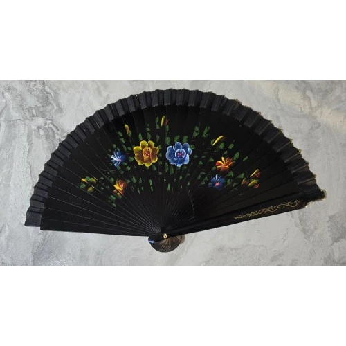 Bambu Çift Taraflı Siyah Yelpaze 12'li Paket