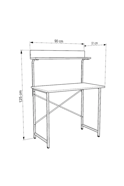 Dizayn Motion Parla Üstten Raflı Dekoratif Çalışma Masası 50x90 Cm Beyaz - Resim 6