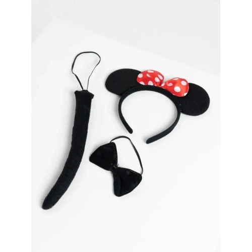 Minnie Mouse Kostüm Seti Taç Kuyruk Papyon Gösteri Seti - 3