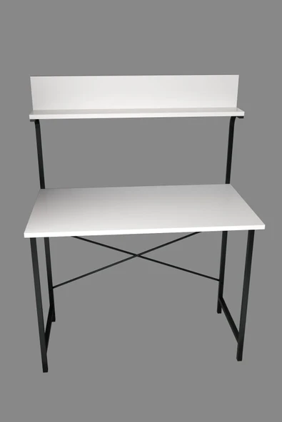 Dizayn Motion Parla Üstten Raflı Dekoratif Çalışma Masası 50x90 Cm Beyaz - Resim 5