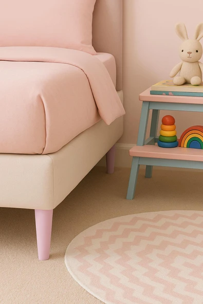 4 Adet Ahşap Ayak 12 Cm Açık Pembe M8 Civatalı Bağlantı Aparatlı Dolap Mobilya Koltuk Kanepe Destek Ayağı Ayakları - Resim 6