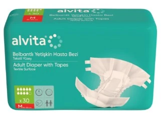 Alvita Tekstil Yüzeyli Belbantlı Hasta Bezi Medium 30'lu ürün görseli 1