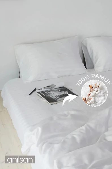 Çizgili Çift/Tek Kişilik Lastikli Çarşaf %100 Pamuk,83 Tel