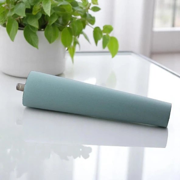 4 Adet Ahşap Ayak 12 Cm Su Yeşili M8 Civatalı Bağlantı Aparatlı Dolap Mobilya Koltuk Kanepe Destek Ayağı Ayakları - Resim 2