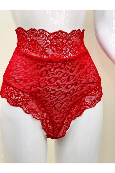 Kırmızı Dantelli Yüksek Bel Külot Venüs-k1011 - 2
