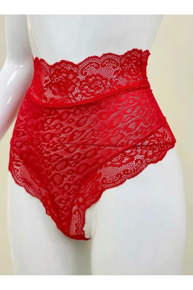 Kırmızı Dantelli Yüksek Bel Külot Venüs-k1011 - 4