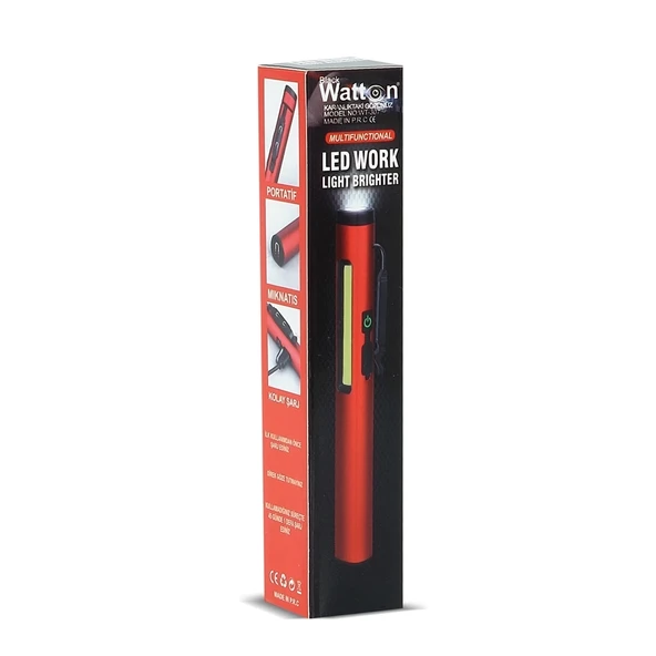 Şarjlı Mıknatıslı Çalışma Lambası Cep Feneri  Wt-307-s - 3