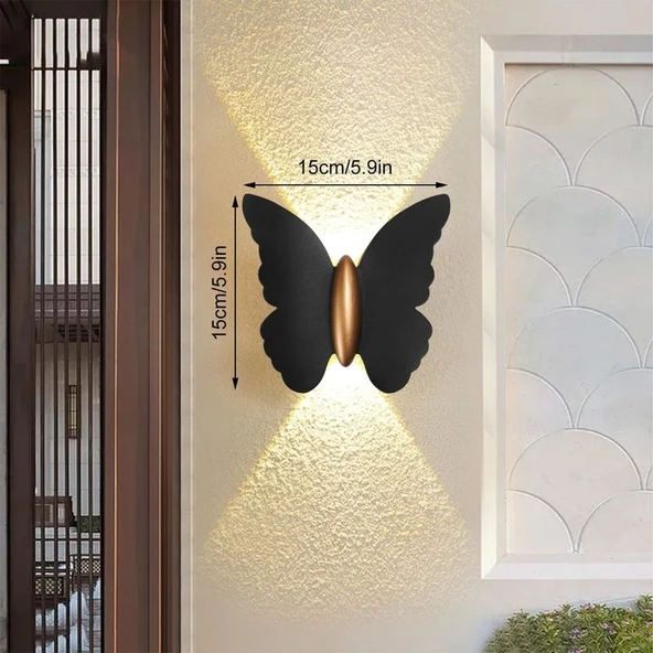Elektrikle Çalışır, 6 Watt GÜN IŞIĞI  Ledli Kelebek Duvar Aplik İç ve Dış Mekan IP65 Led Duvar Aplik - 3