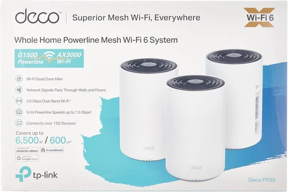TP-Link Deco PX50 3000 Mbps 3'lü Router - 3