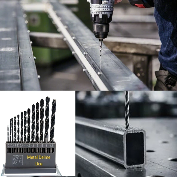 Metal Delme HSS Matkap Ucu Seti 13 'lü Paket Çelik Metal Alüminyum Delici Uç 1.5 - 6.5 mm Arası Çap - 3