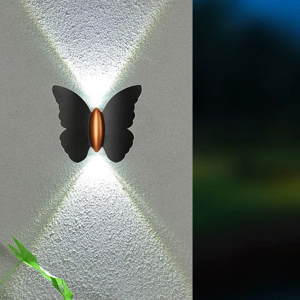 Elektrikle Çalışır, 6 Watt GÜN IŞIĞI  Ledli Kelebek Duvar Aplik İç ve Dış Mekan IP65 Led Duvar Aplik - 4