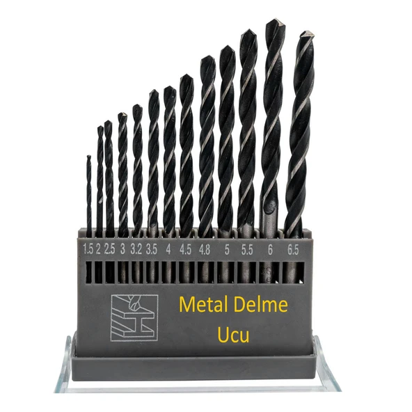 Metal Delme HSS Matkap Ucu Seti 13 'lü Paket Çelik Metal Alüminyum Delici Uç 1.5 - 6.5 mm Arası Çap - 4