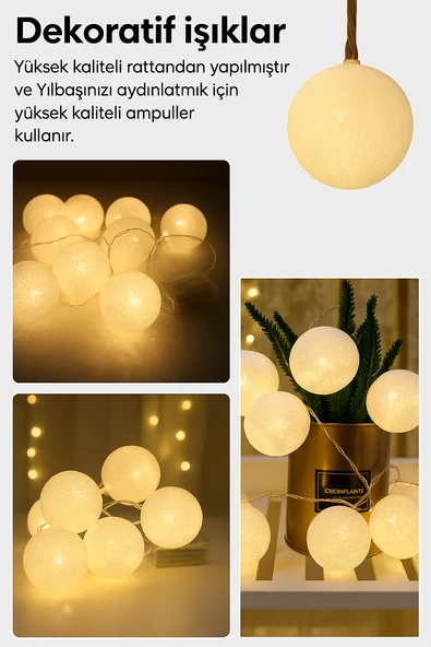 10 Adet Pilli Dekor Aydınlatma Gece Lambası Gün Işığı Sarkıtma Süs Dekoratif - 2