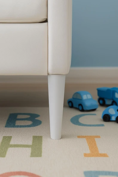 4 Adet Ahşap Ayak 12 Cm Beyaz M8 Civatalı Bağlantı Aparatlı Dolap Mobilya Koltuk Kanepe Destek Ayağı Ayakları - 6