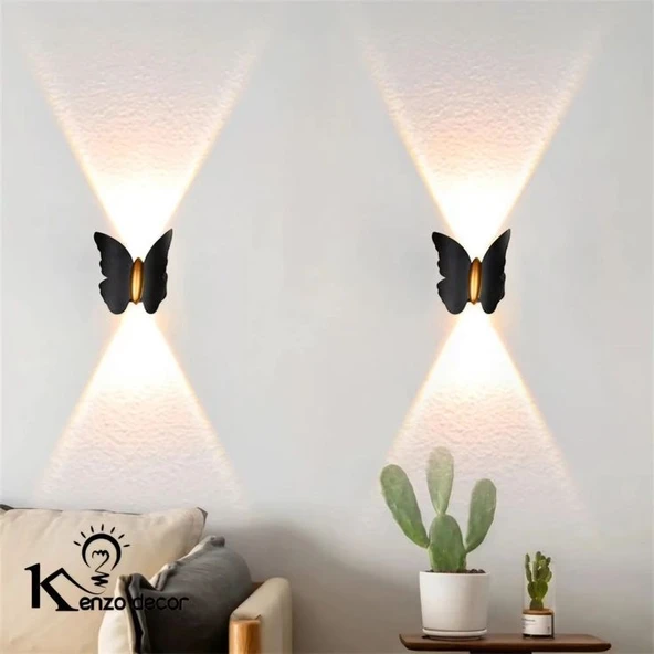 2 Adet Elektrikle Çalışır, 6 Watt Günışığı Ledli Kelebek Duvar Aplik İç ve Dış Mekan IP65 Aplik - 2