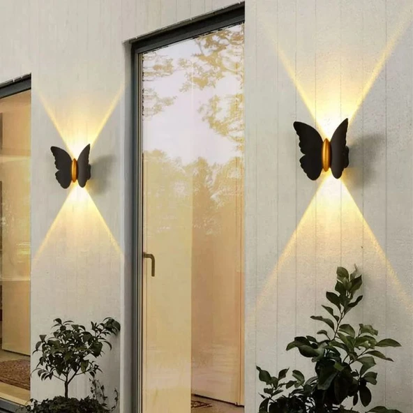 2 Adet Elektrikle Çalışır, 6 Watt Günışığı Ledli Kelebek Duvar Aplik İç ve Dış Mekan IP65 Aplik - 3