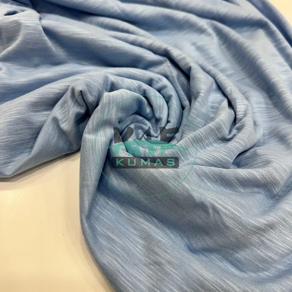 Kaf Kumaş  Modal Süprem Kumaş Kırçıllı (Flamlı) | %50 Pamuk %50 Modal | Mavi - Resim 2